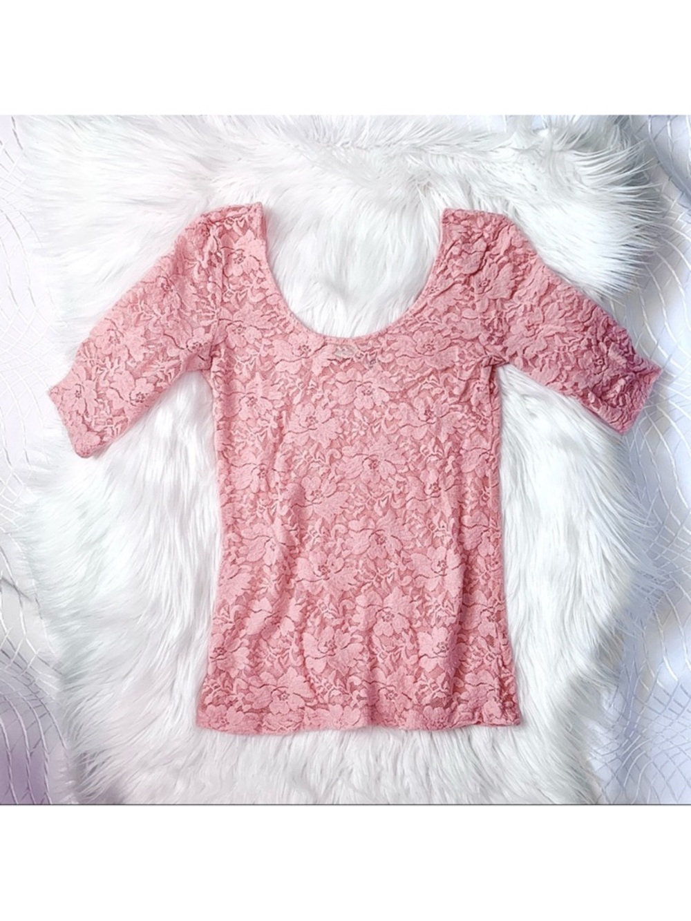 Light Coral or Peach Lace Top